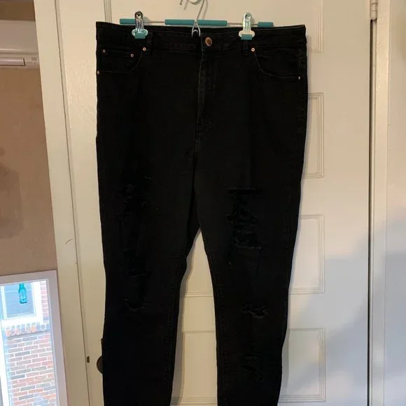 Asos Curve High Rise Ripped Skinny Jeans - Picture 2 of 9